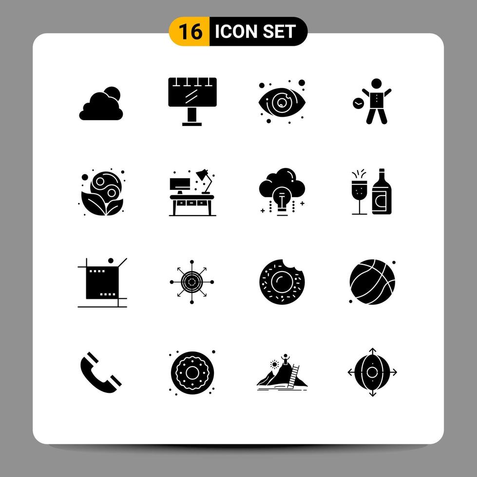 16 icônes créatives signes et symboles modernes de symbole santé oeil temps exercice éléments de conception vectoriels modifiables vecteur