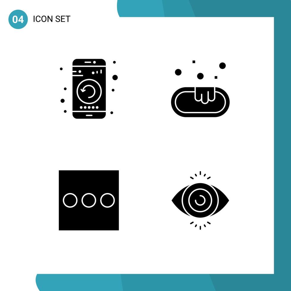 interface utilisateur pack de 4 glyphes solides de base du menu d'application téléphone recherche propre éléments de conception vectoriels modifiables vecteur