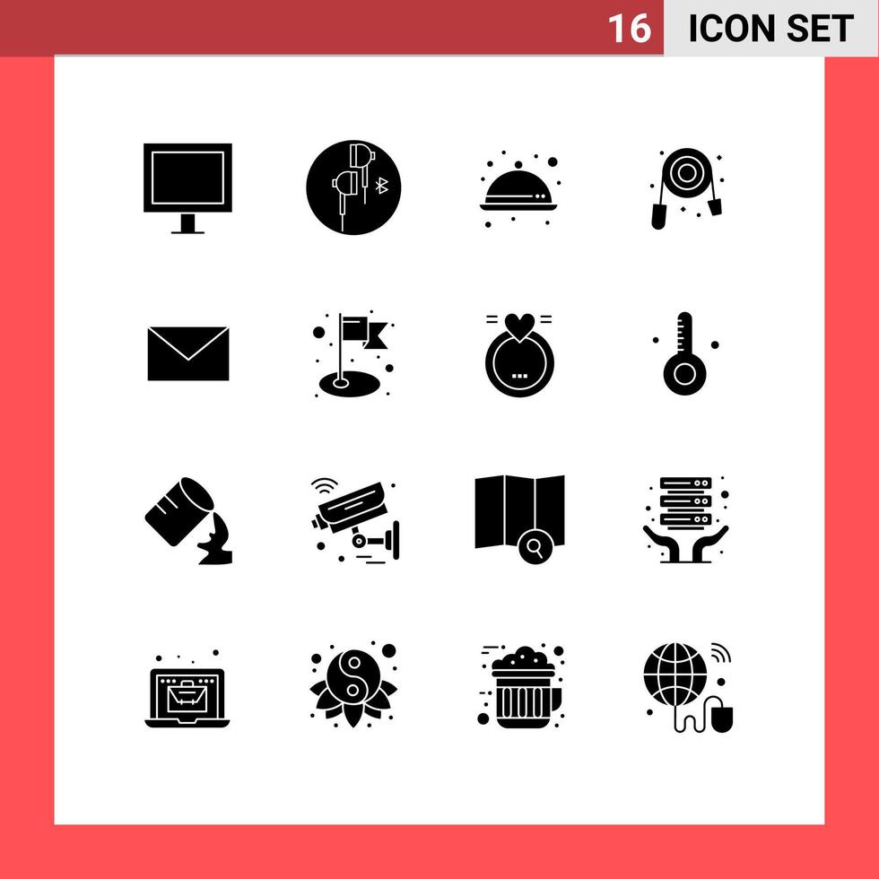 pack de 16 signes et symboles de glyphes solides modernes pour les supports d'impression Web tels que les e-mails plombier musique mécanique éléments de conception vectoriels modifiables vecteur