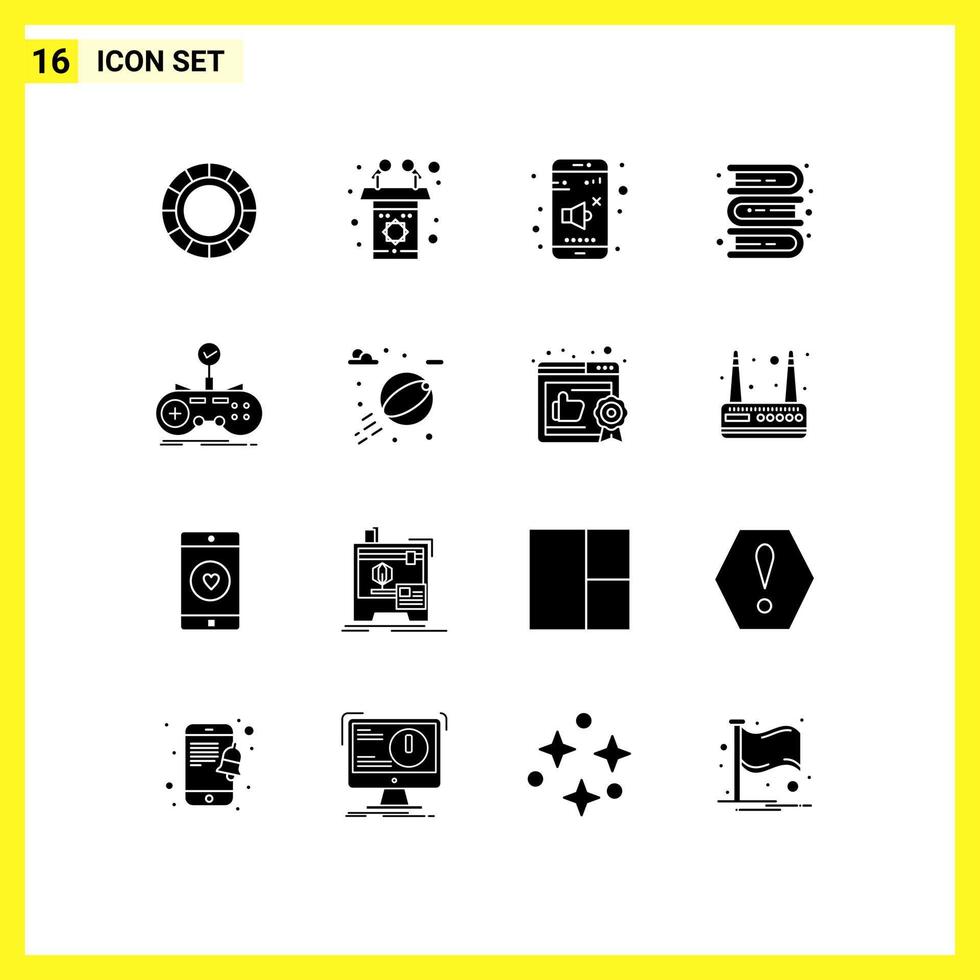 interface utilisateur pack de 16 glyphes solides de base de jeu