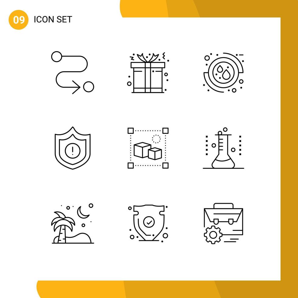 ensemble de 9 pictogrammes d'interface mobile de traitement de flacon chimique avertissement de dossier médical éléments de conception vectoriels modifiables vecteur