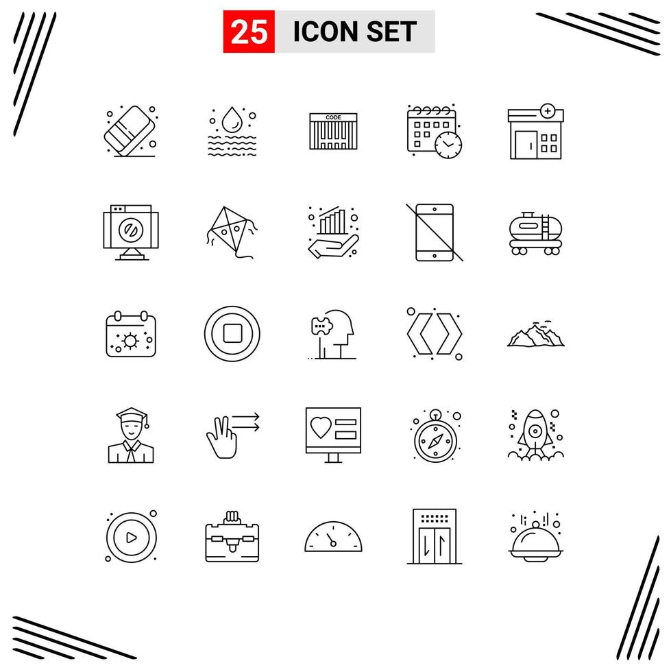 concept de 25 lignes pour les sites Web mobiles et les applications maison calendrier de temps de bar médical éléments de conception vectoriels modifiables vecteur
