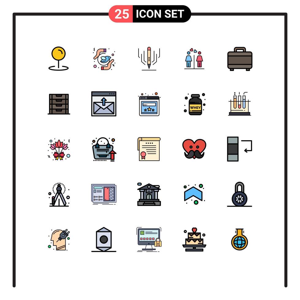 pack d'icônes vectorielles stock de 25 signes et symboles de ligne pour les signes de projet art numérique toilettes amour éléments de conception vectoriels modifiables vecteur