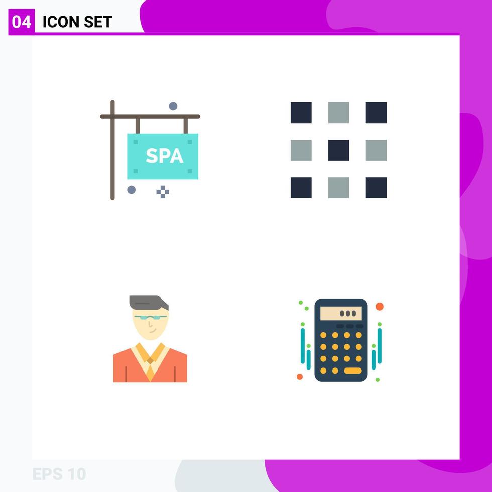 4 icônes plates vectorielles thématiques et symboles modifiables du conseil étudiant spa signe conseil homme comptes éléments de conception vectoriels modifiables vecteur