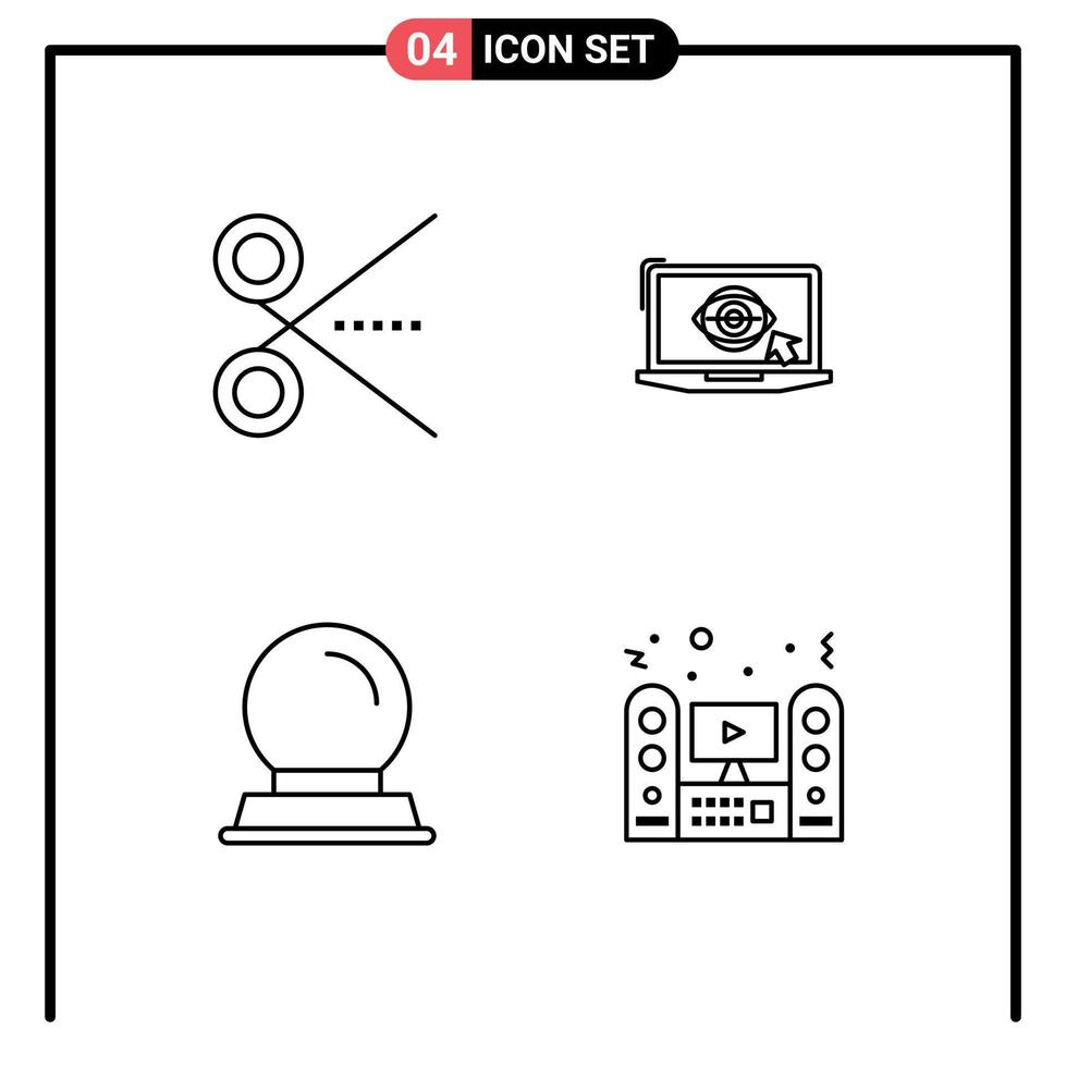pack d'icônes vectorielles stock de 4 signes et symboles de ligne pour l'outil de support de verre taillé moniteur boule magique éléments de conception vectoriels modifiables vecteur