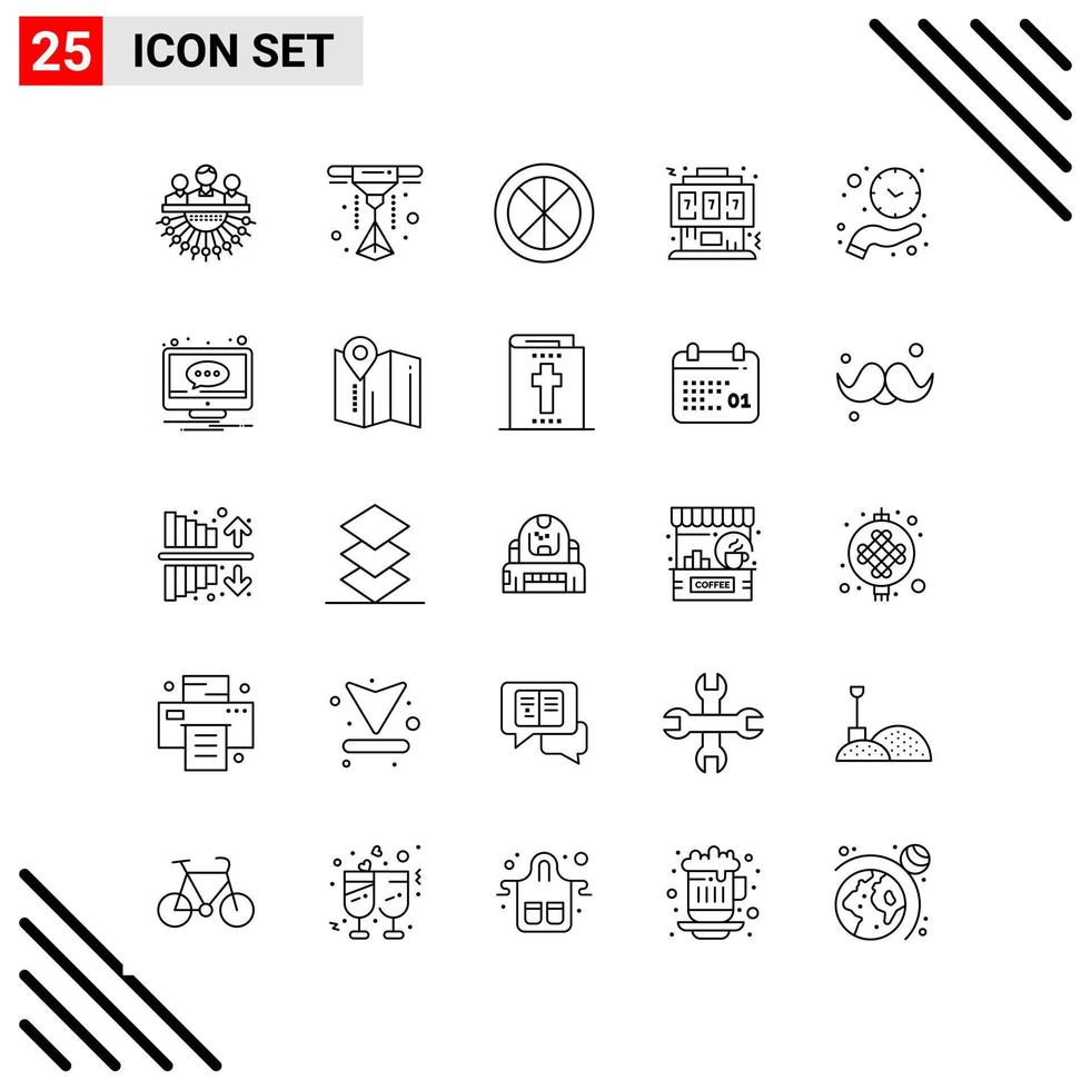 ensemble parfait de pixels de 25 icônes de ligne ensemble d'icônes de contour pour la conception de sites Web et l'interface d'applications mobiles vecteur