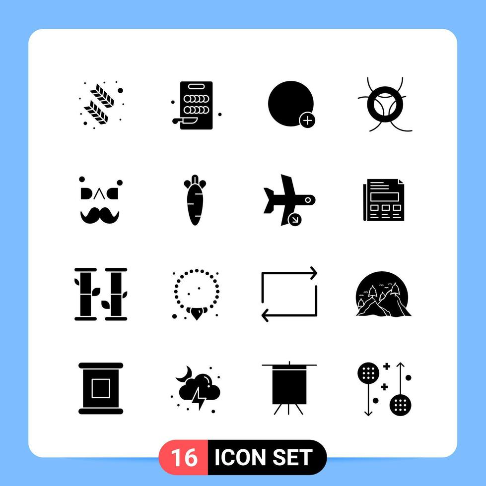 16 symboles de glyphe de pack d'icônes noires solides pour les applications mobiles isolés sur fond blanc 16 icônes définies vecteur