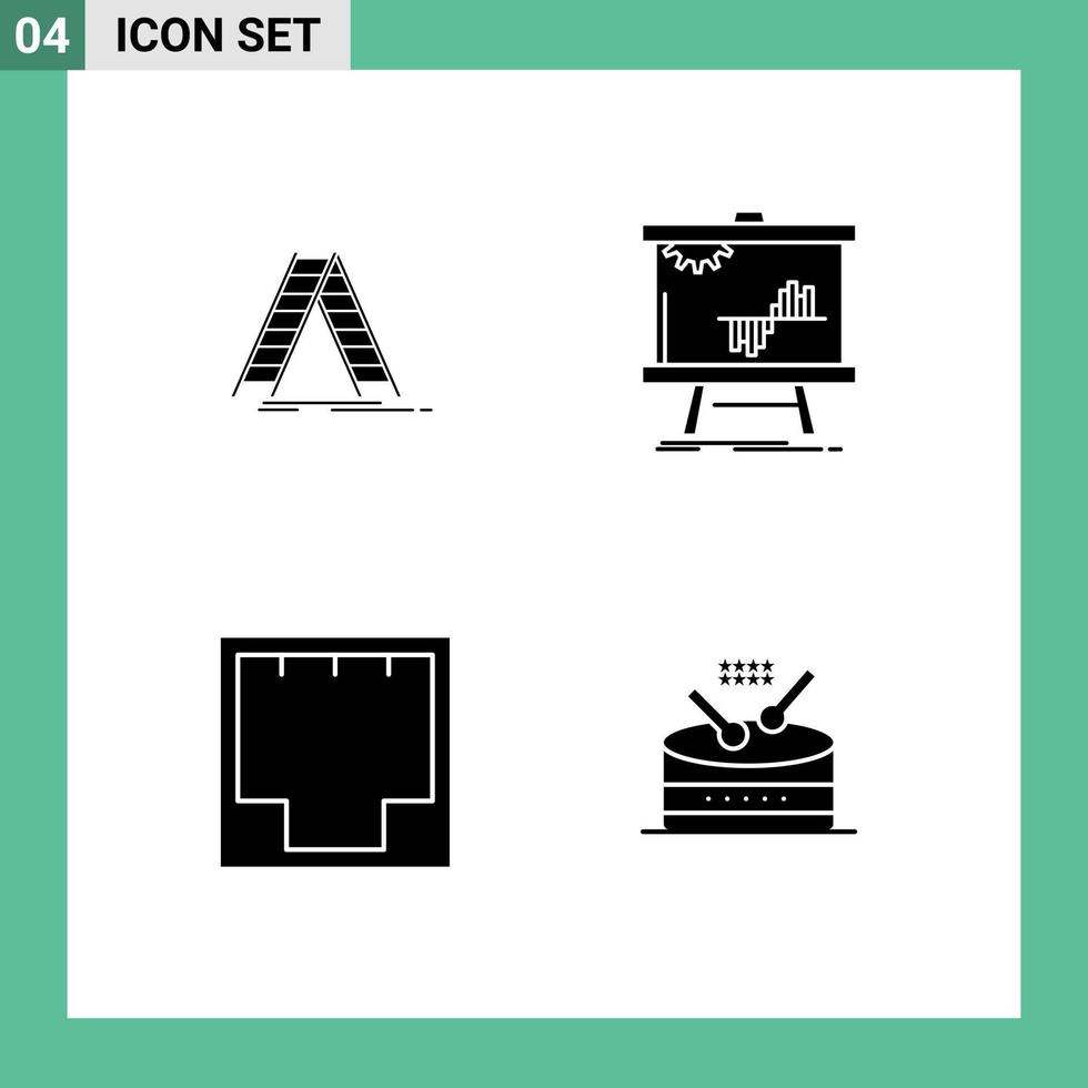 ensemble de 4 symboles d'icônes d'interface utilisateur modernes signes pour les données de réparation de connexion d'échelle internet éléments de conception vectoriels modifiables vecteur