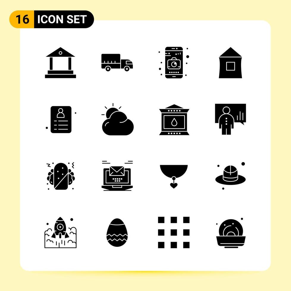 16 icônes créatives pour la conception de sites Web modernes et des applications mobiles réactives 16 signes de symboles de glyphe sur fond blanc pack de 16 icônes vecteur