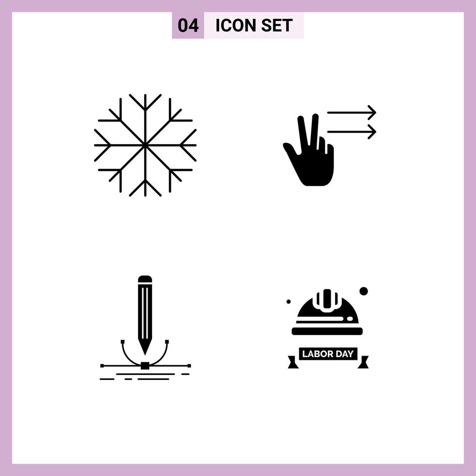 4 icônes créatives signes et symboles modernes de la nature graphique doigts illustration cap éléments de conception vectoriels modifiables vecteur