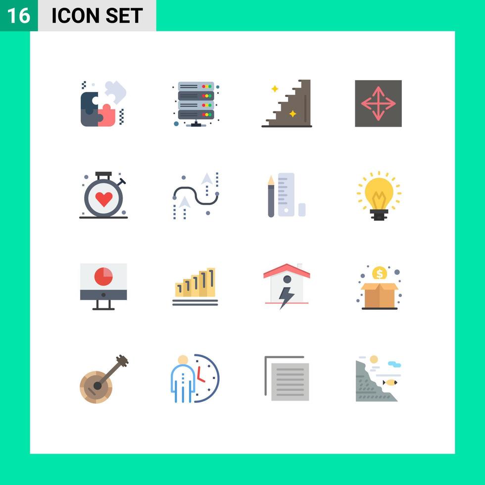 16 interface utilisateur pack de couleurs plates de signes et symboles modernes de l'interface de soins de santé application de navigateur de plancher pack modifiable d'éléments de conception de vecteur créatif