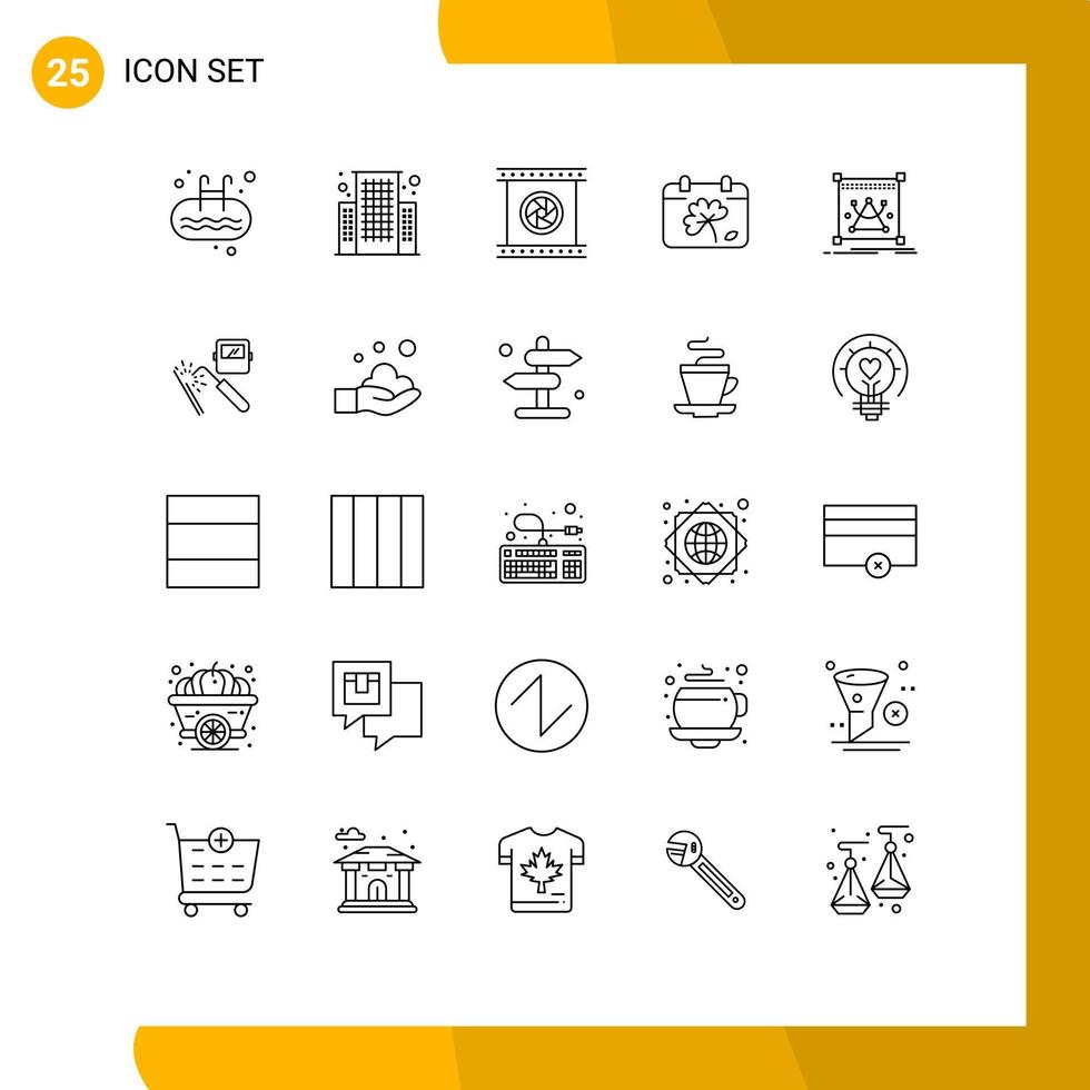 ligne d'interface mobile ensemble de 25 pictogrammes d'objectifs de caméra de jour d'édition fleur éléments de conception vectoriels modifiables spéciaux vecteur