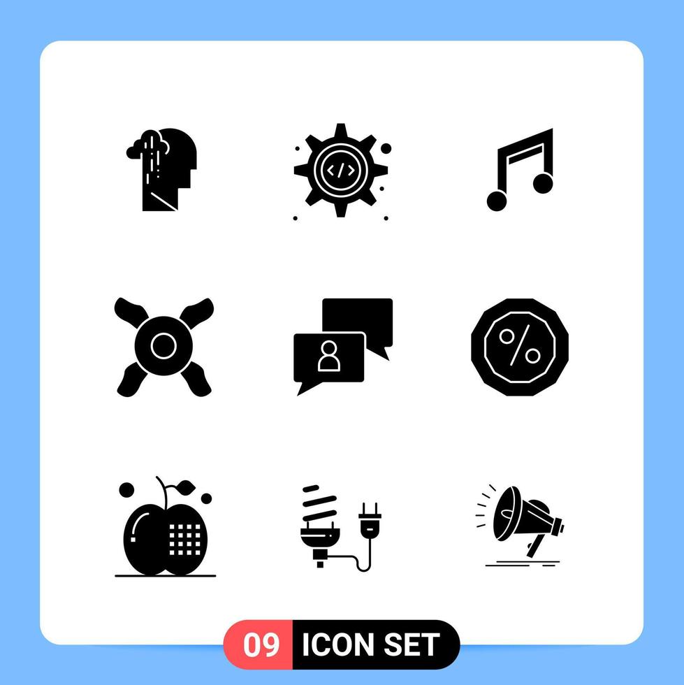 9 symboles de glyphe de pack d'icônes noires solides pour les applications mobiles isolés sur fond blanc 9 icônes définies vecteur