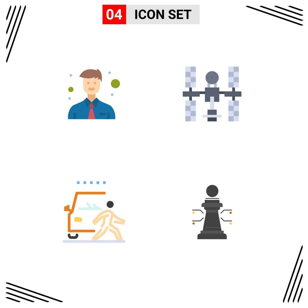 ensemble moderne de 4 pictogrammes d'icônes plates d'éléments de conception vectoriels modifiables pour piétons complexes de voitures d'affaires vecteur