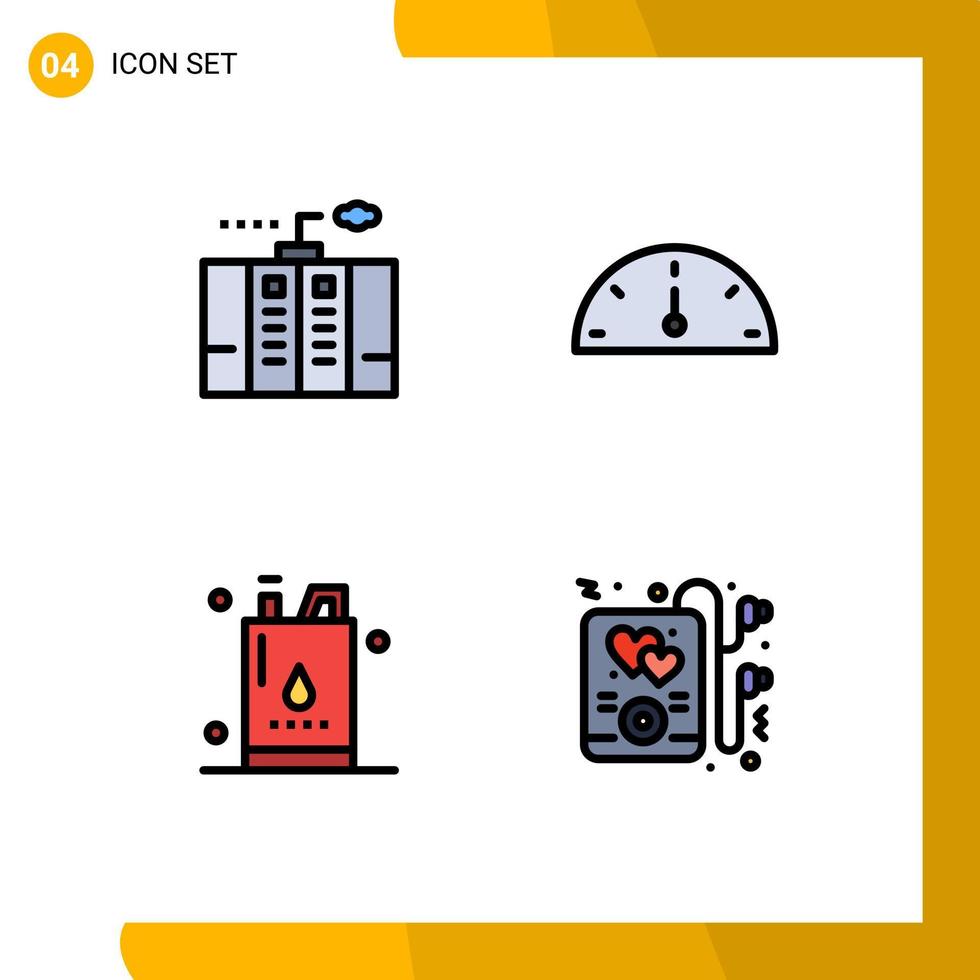 4 concept de couleur plate fillline pour les sites Web mobiles et applications générateur d'énergie électrique jauge huile éléments de conception vectoriels modifiables vecteur