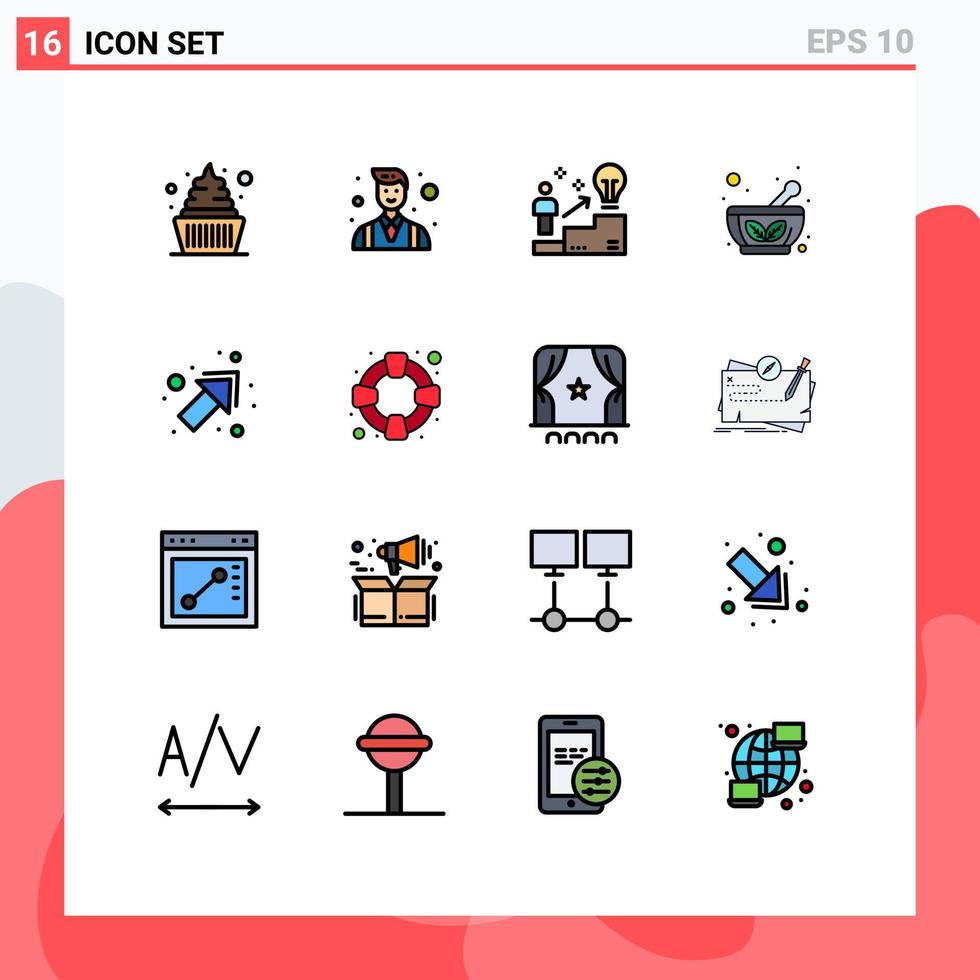 pack d'icônes vectorielles stock de 16 signes et symboles de ligne pour flèche bol à base de plantes échelle solution à base de plantes éléments de conception vectoriels créatifs modifiables vecteur