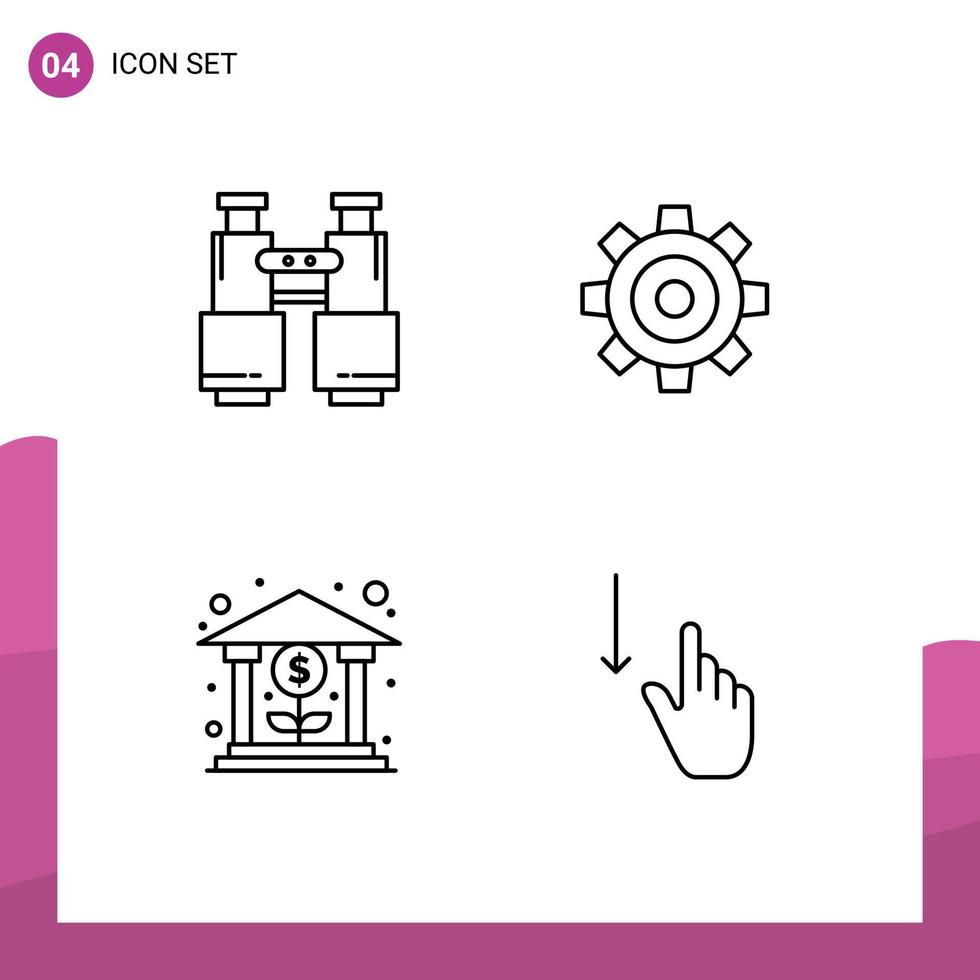 4 icônes créatives signes et symboles modernes de jumelles universelles explorent les éléments de conception vectoriels modifiables des finances générales vecteur