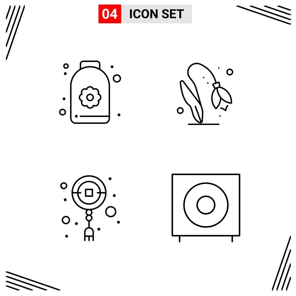 4 icônes ligne style grille basée sur des symboles de contour créatifs pour la conception de sites Web signes d'icône de ligne simple isolés sur fond blanc 4 jeu d'icônes vecteur