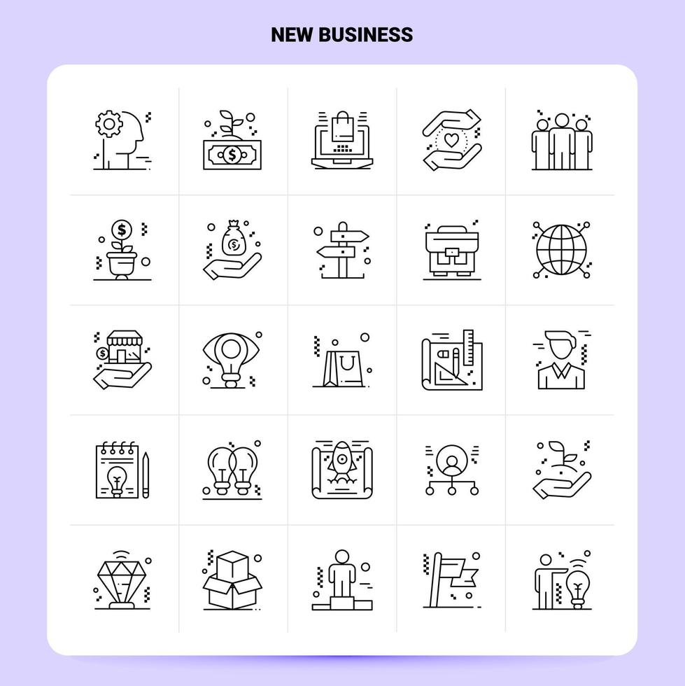 contour 25 nouveau jeu d'icônes d'affaires conception de style de ligne vectorielle icônes noires définies pack de pictogrammes linéaires idées d'affaires web et mobiles conception illustration vectorielle vecteur