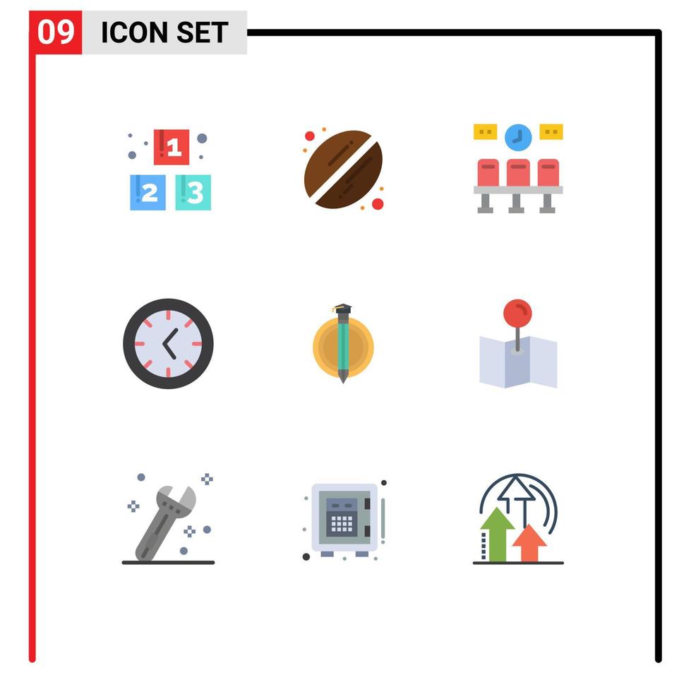 interface utilisateur pack de 9 couleurs plates de base de carte bonus train degré horloge éléments de conception vectoriels modifiables vecteur
