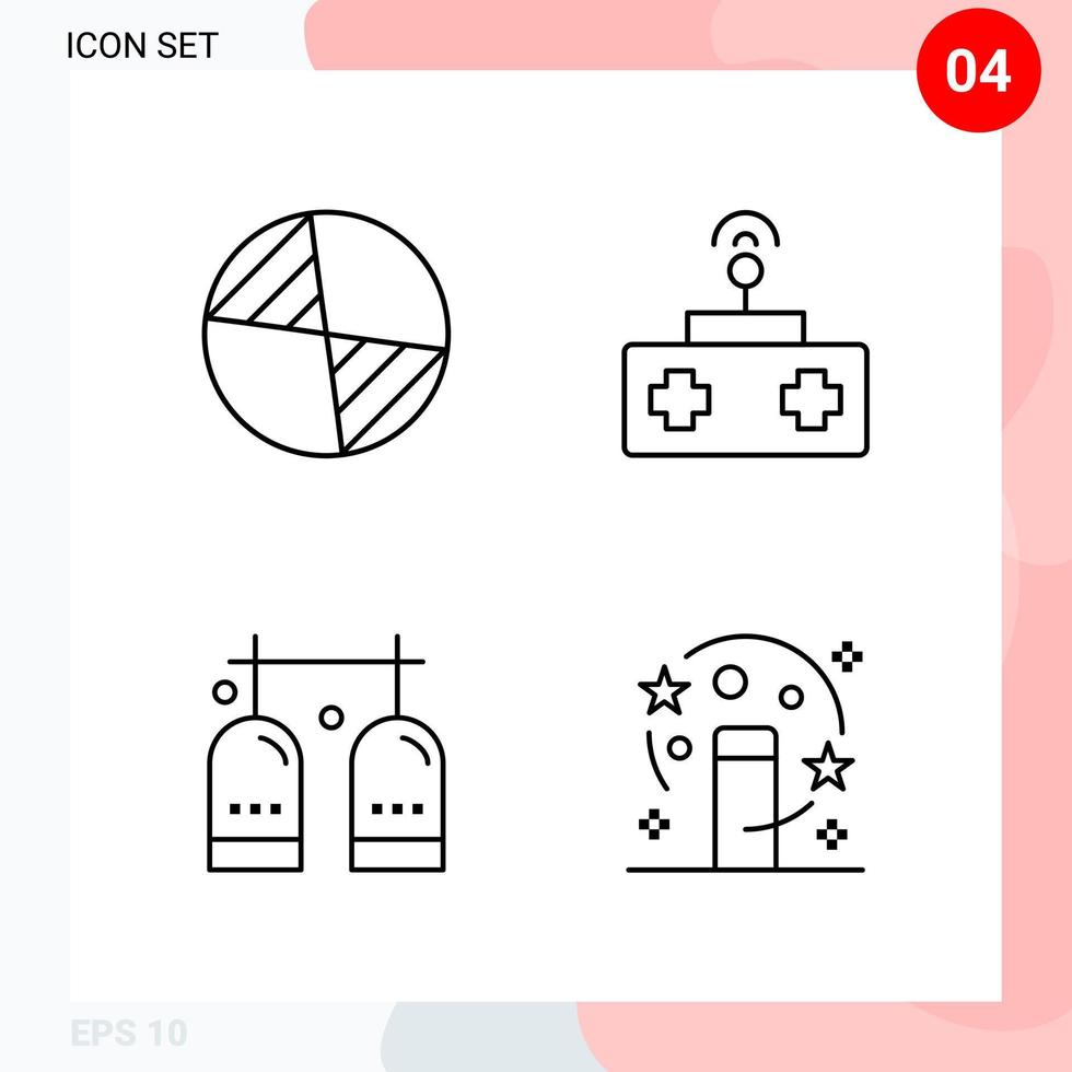 pack vectoriel de 4 icônes dans le pack de contour créatif de style ligne isolé sur fond blanc pour le web et mobile