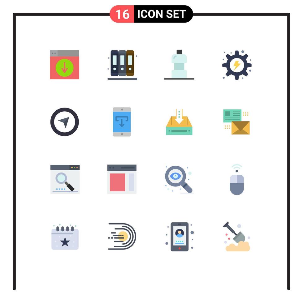 pack d'icônes vectorielles stock de 16 signes et symboles de ligne pour l'engrenage de la souris eau énergie hydroélectrique pack modifiable d'éléments de conception de vecteur créatif