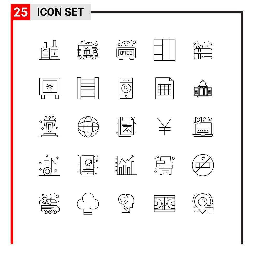 pack d'icônes vectorielles stock de 25 signes et symboles de ligne pour casier vacances horloge cadeau grille éléments de conception vectoriels modifiables vecteur