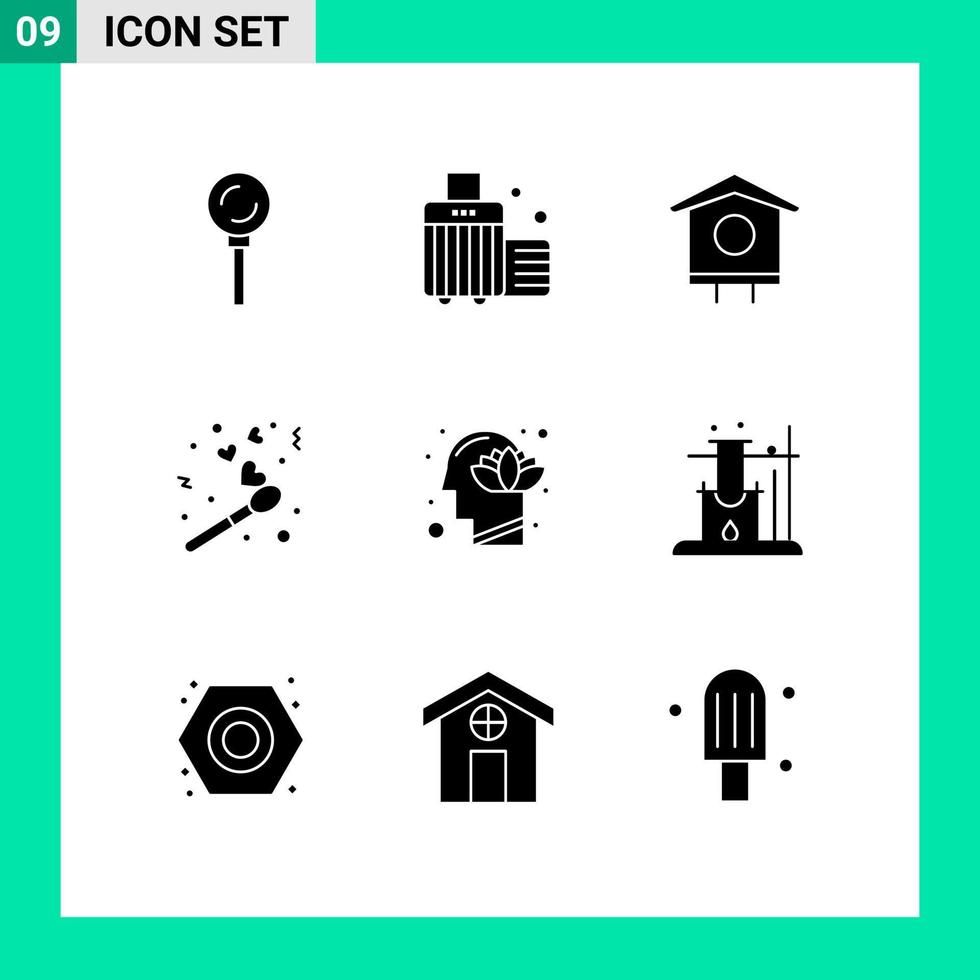 pack d'icônes vectorielles stock de 9 signes et symboles de ligne pour la tête valentine fire house match vacances éléments de conception vectoriels modifiables vecteur