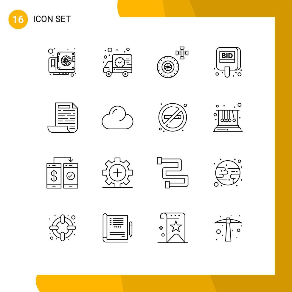 pack de 16 signes et symboles de contours modernes pour les supports d'impression Web tels que l'étiquette de conception de voiture étiquette soumission éléments de conception vectoriels modifiables vecteur