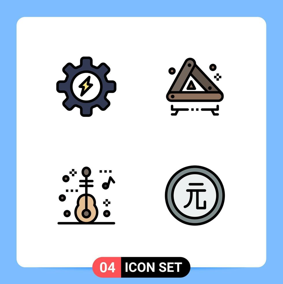 symboles d'icônes universelles groupe de 4 couleurs plates modernes remplies d'énergie signe d'accident de voyage éléments de conception vectoriels modifiables vecteur