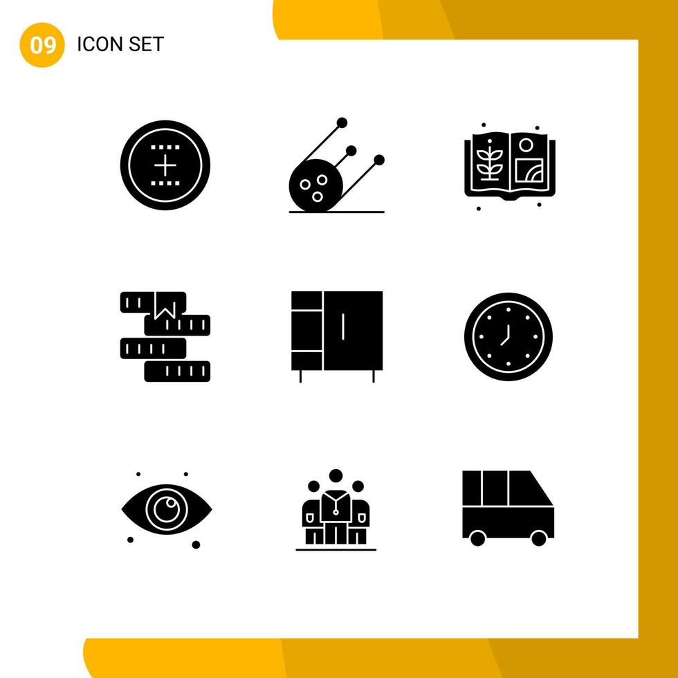 symboles d'icône universelle groupe de 9 glyphes solides modernes d'étude à domicile agriculture apprentissage éducation éléments de conception vectoriels modifiables vecteur