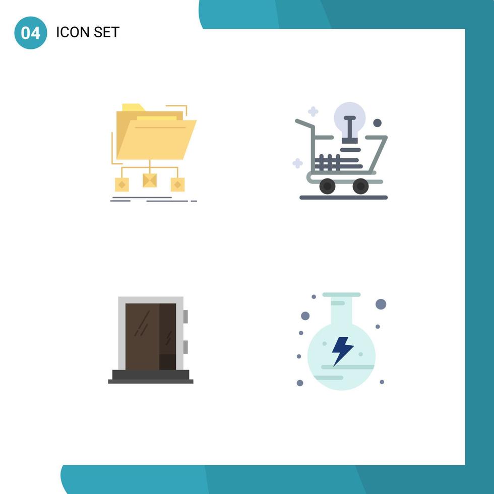 pack d'icônes vectorielles stock de 4 signes et symboles de ligne pour le dossier d'ampoule de sauvegarde fenêtre d'achat éléments de conception vectoriels modifiables vecteur