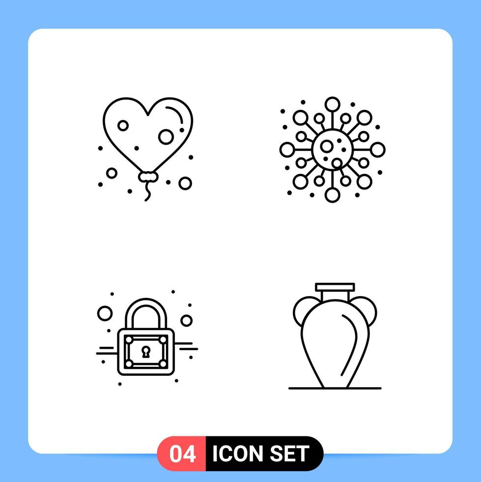 Pack d'icônes noires de 4 lignes symboles de contour pour les applications mobiles isolés sur fond blanc 4 icônes définies vecteur