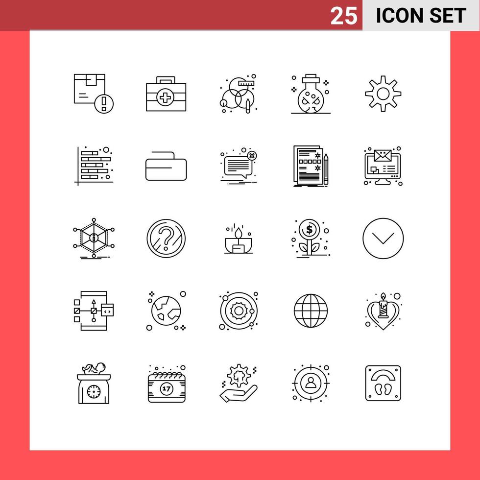 ensemble moderne de 25 lignes et symboles tels que la définition d'éléments de conception vectoriels modifiables de couteau rituel créatif de crâne vecteur