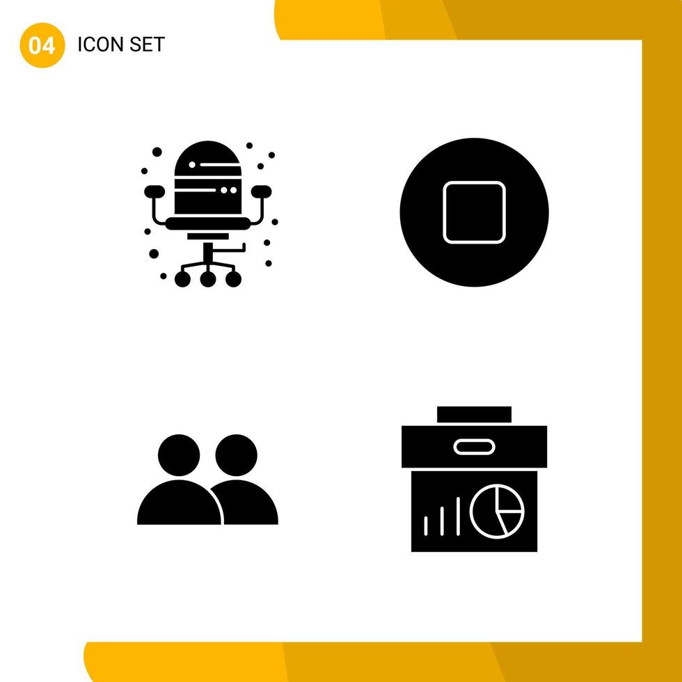4 icônes ensemble de symboles de glyphe de pack d'icônes de style solide isolés sur fond blanc pour la conception de sites Web réactifs vecteur