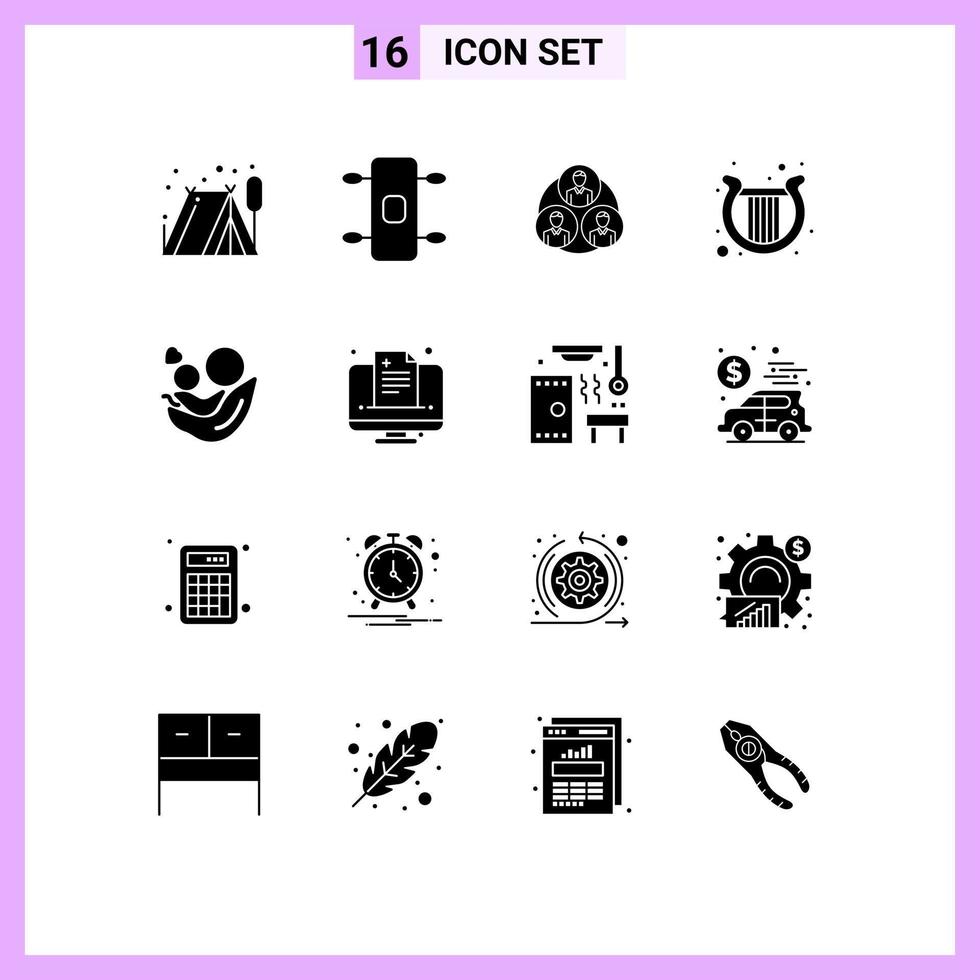ensemble de 16 symboles d'icônes d'interface utilisateur modernes signes pour le jour bébé clone mère irlandaise éléments de conception vectoriels modifiables vecteur