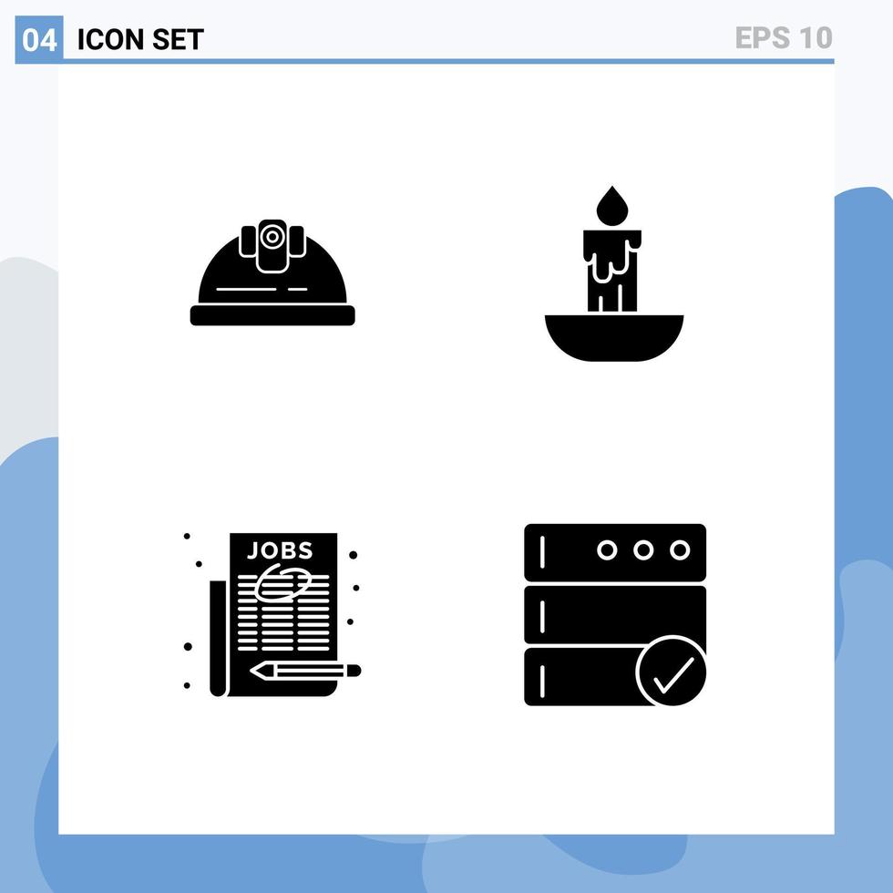 interface utilisateur pack de 4 glyphes solides de base de la construction de travaux de casque pâques sélectionner des éléments de conception vectoriels modifiables vecteur