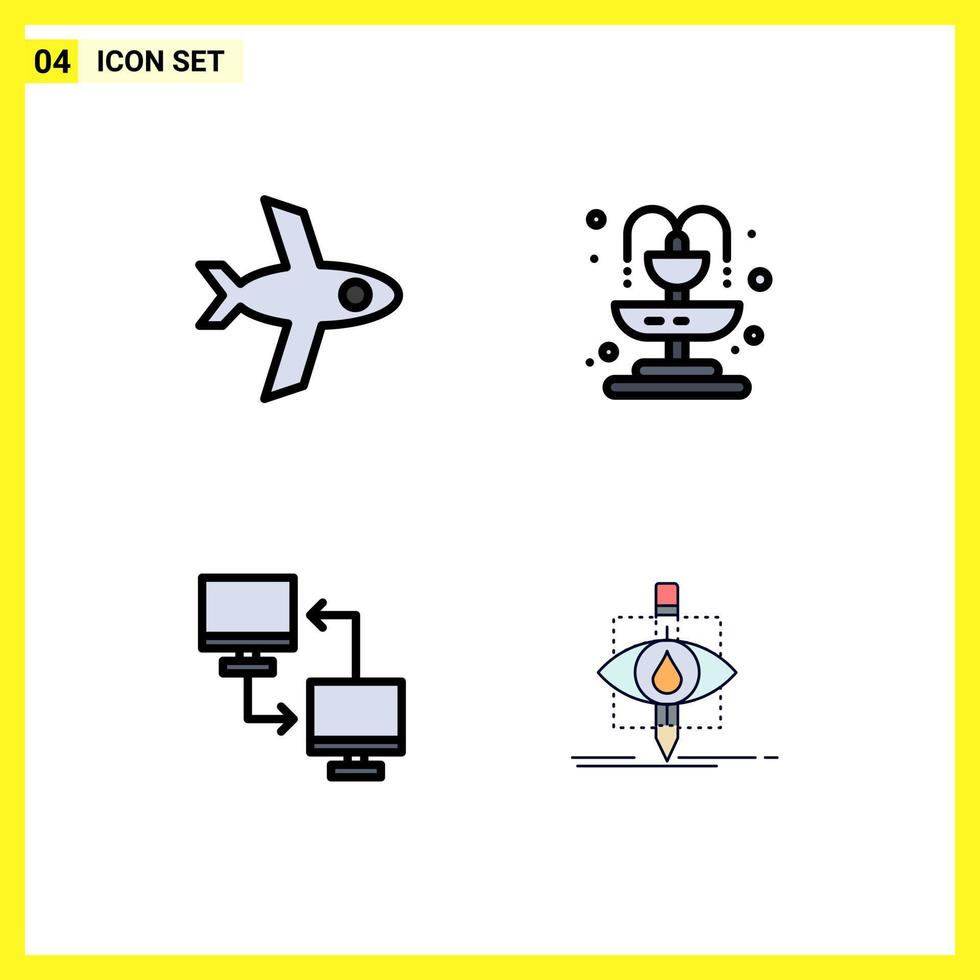 4 icônes créatives signes et symboles modernes de transfert de vol vie fichier surveillance éléments de conception vectoriels modifiables vecteur