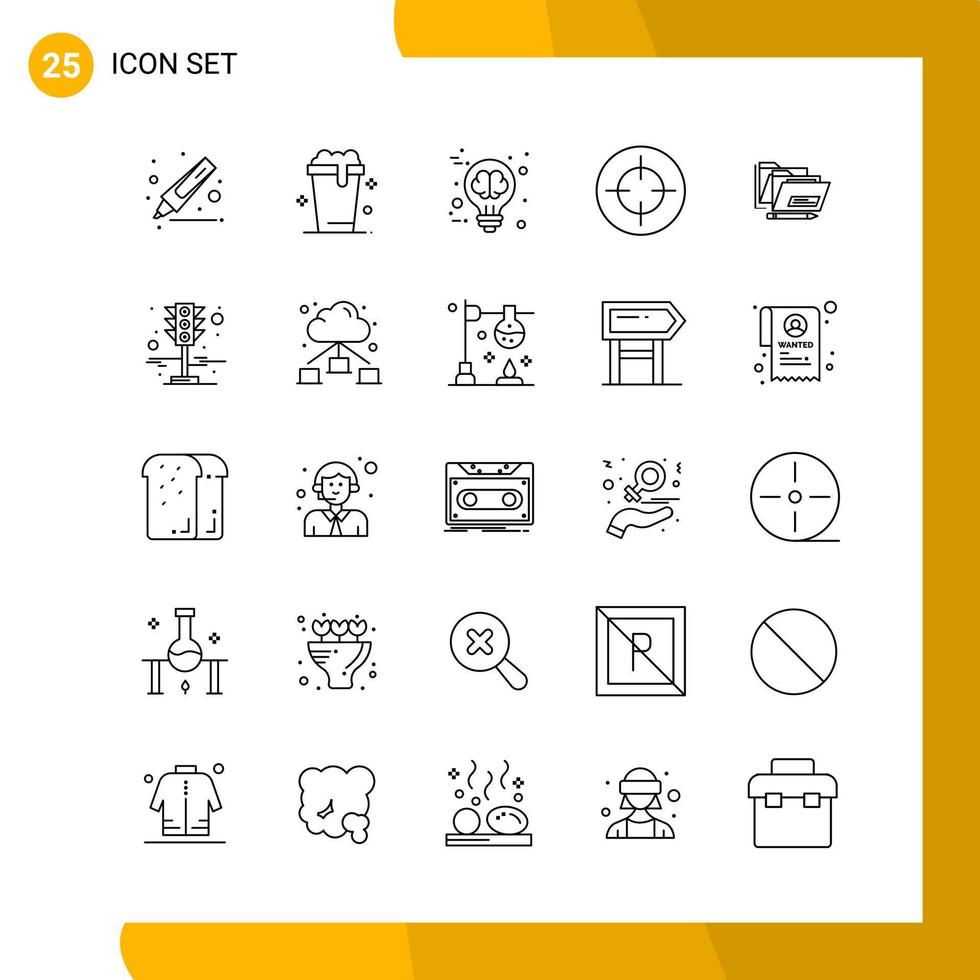 25 symboles de contour de pack d'icônes de style de ligne d'ensemble d'icônes isolés sur fond blanc pour la conception de sites Web réactifs vecteur