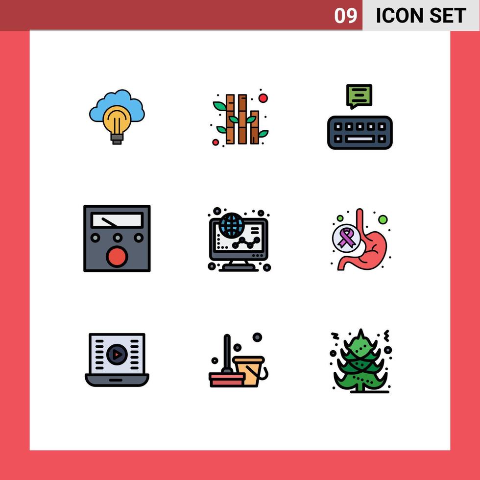 9 icônes créatives signes et symboles modernes des éléments de conception vectoriels modifiables du compteur de commerce électronique du clavier de la finance en ligne vecteur