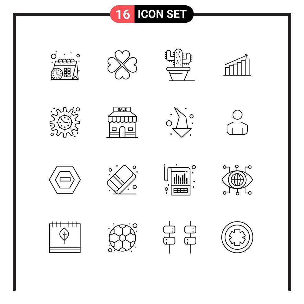 16 icônes créatives signes et symboles modernes de graphique statistique cactus business chart éléments de conception vectoriels modifiables vecteur
