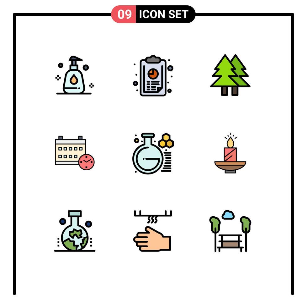 ensemble moderne de 9 pictogrammes de couleurs plates remplies de l'éducation éducation eco date calendrier éléments de conception vectoriels modifiables vecteur