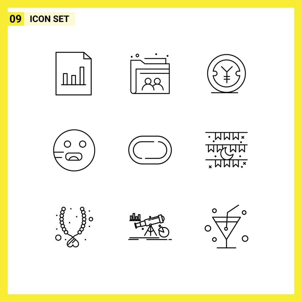 pack de 9 contours créatifs d'éléments de conception vectoriels modifiables emot de l'école de financement de la route vecteur