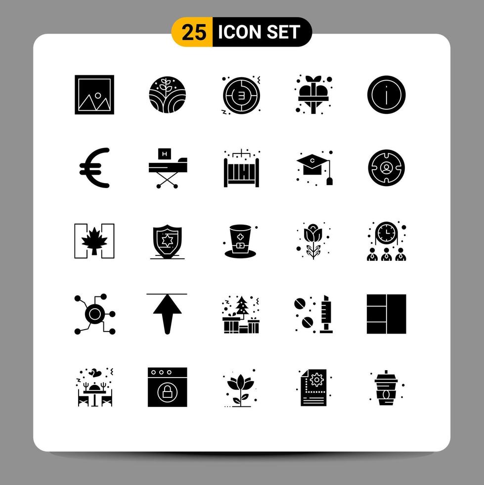 ensemble de 25 pack de glyphes solides commerciaux pour l'aide plus compte à rebours amour chronomètre éléments de conception vectoriels modifiables vecteur