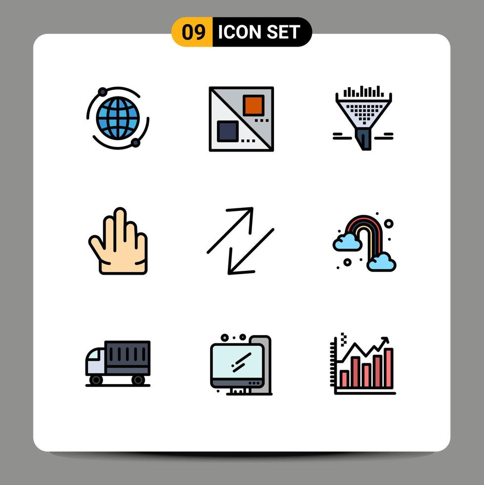 pack d'icônes vectorielles stock de 9 signes et symboles de ligne pour l'entonnoir à l'échelle arc-en-ciel changer trois éléments de conception vectoriels modifiables vecteur
