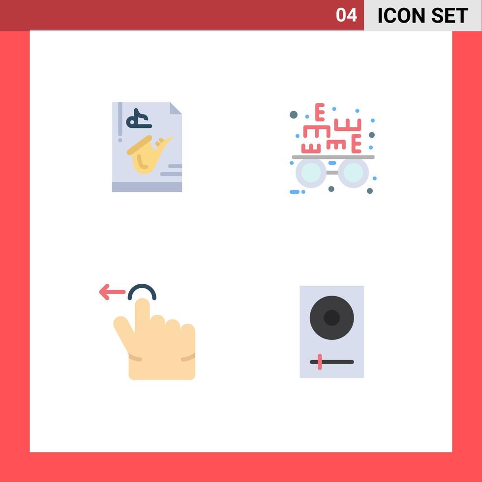 ensemble moderne de 4 icônes plates pictogramme de fichier geste jouer console optométriste éléments de conception vectoriels modifiables vecteur