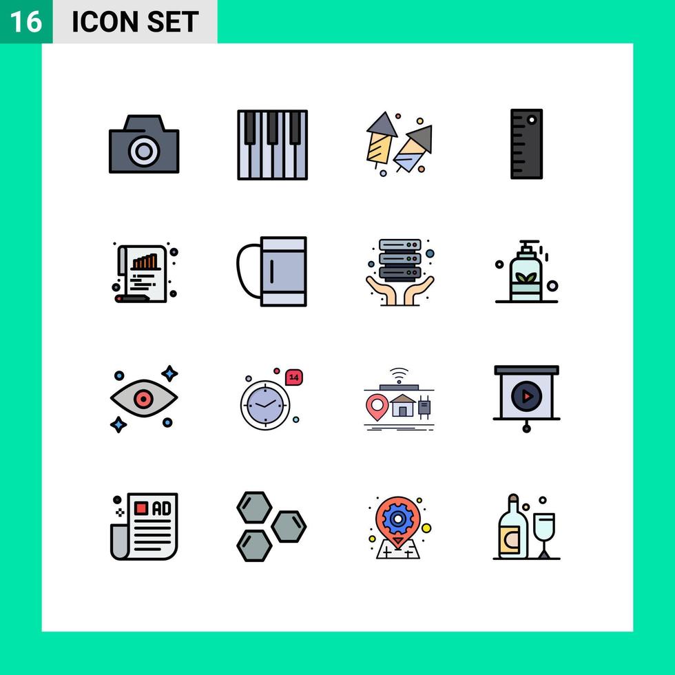 16 icônes créatives signes et symboles modernes de règle de graphique mesure de noël nouvel an éléments de conception de vecteur créatif modifiables