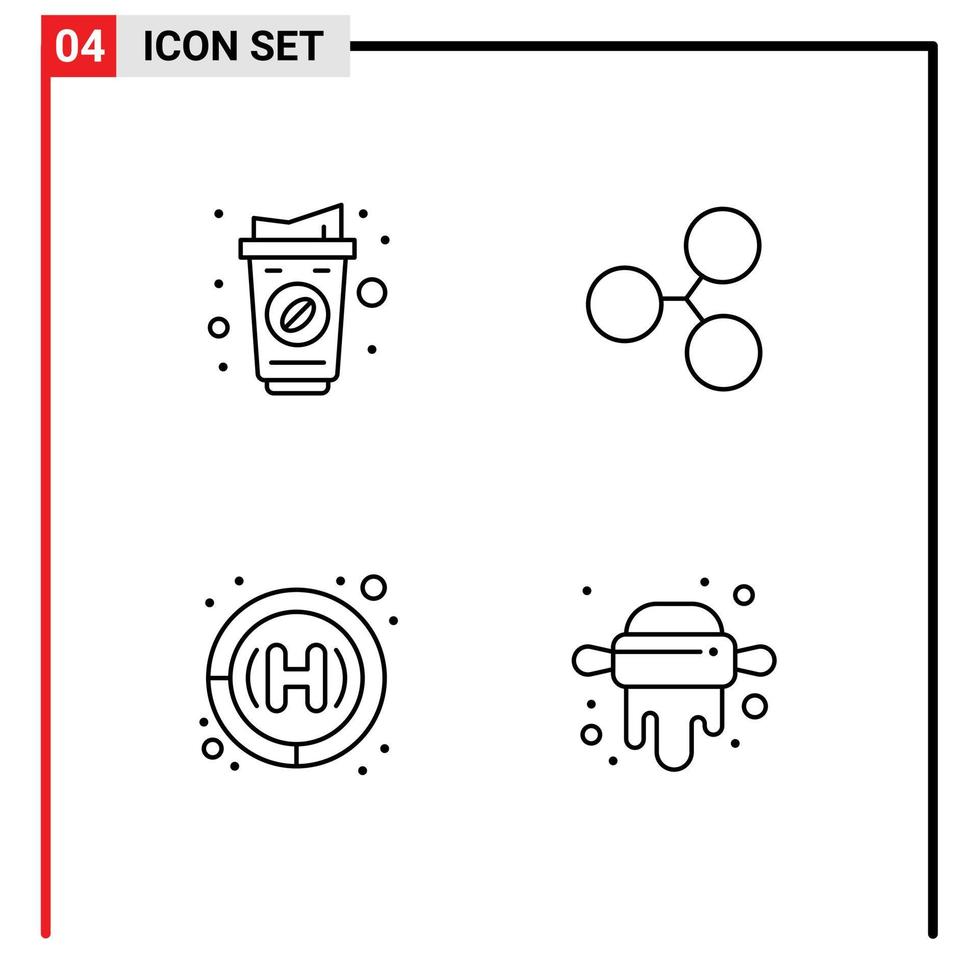 concept de 4 lignes pour les sites Web mobiles et les applications café hôpital boisson technologie pin éléments de conception vectoriels modifiables vecteur