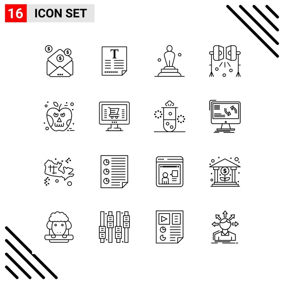ensemble parfait de pixels de 16 icônes de ligne ensemble d'icônes de contour pour la conception de sites Web et l'interface d'applications mobiles vecteur