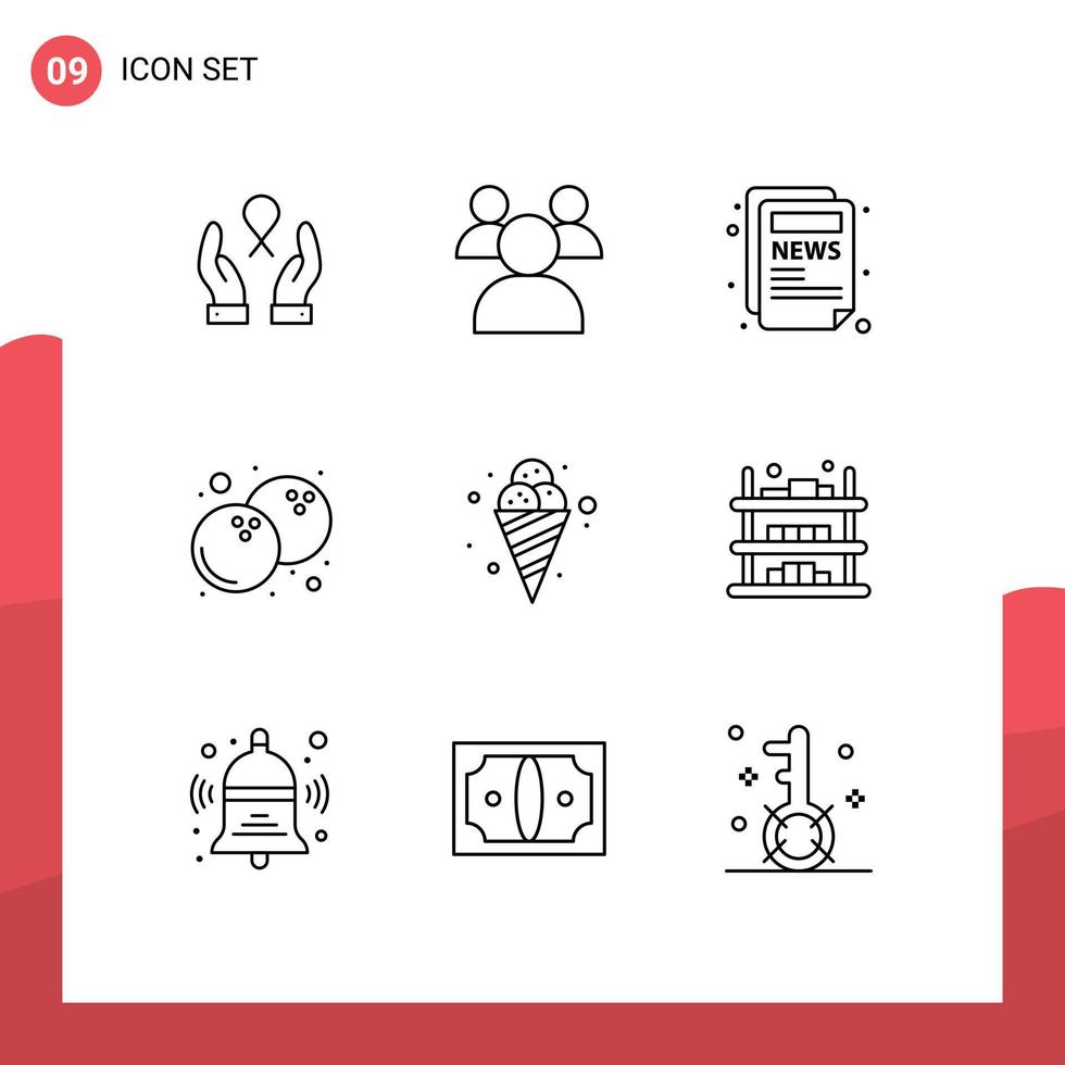 9 contours vectoriels thématiques et symboles modifiables d'acheter des éléments de conception vectoriels modifiables de fruits de nourriture de blog de crème glacée vecteur